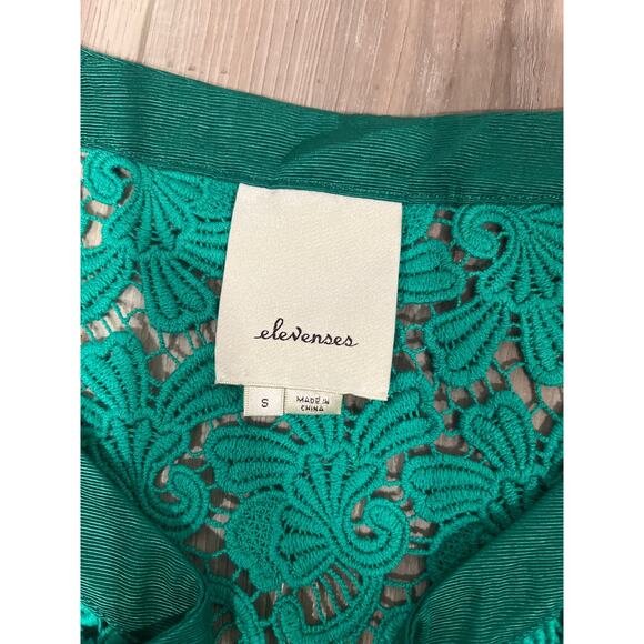Elevenses Anthropologie Green Lace Cropped Blazer, SIze S, KB58 - Picture 3 of 3